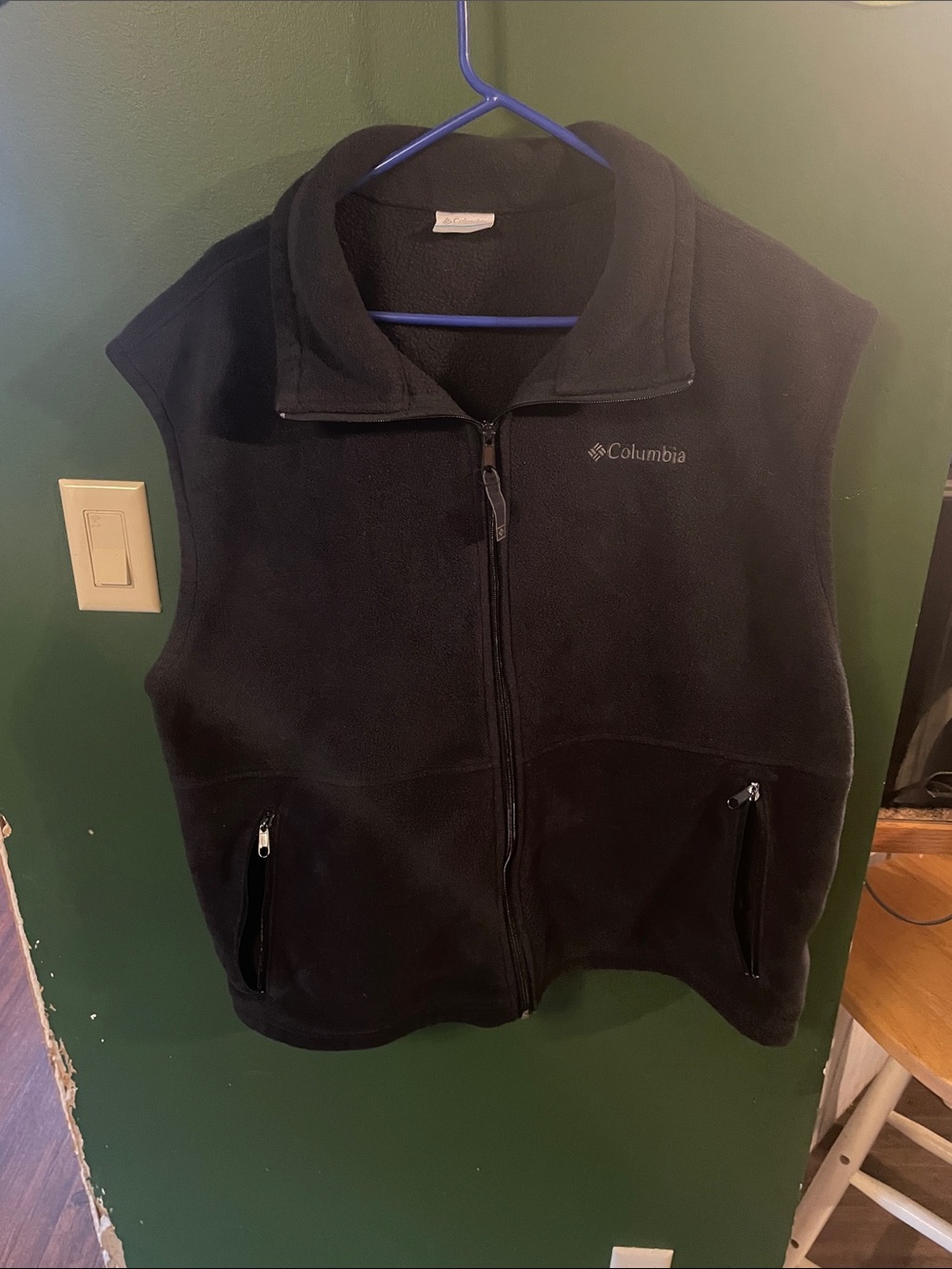 Columbia Black Men's Fleece Vest with Zip Pockets Size 2XL